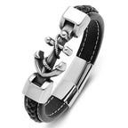 Twisted black anchor bracelet