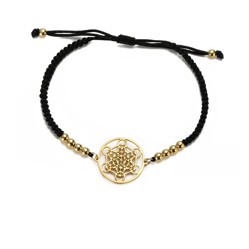 Women's Colorful Metatron's Cube Bracelet in Black