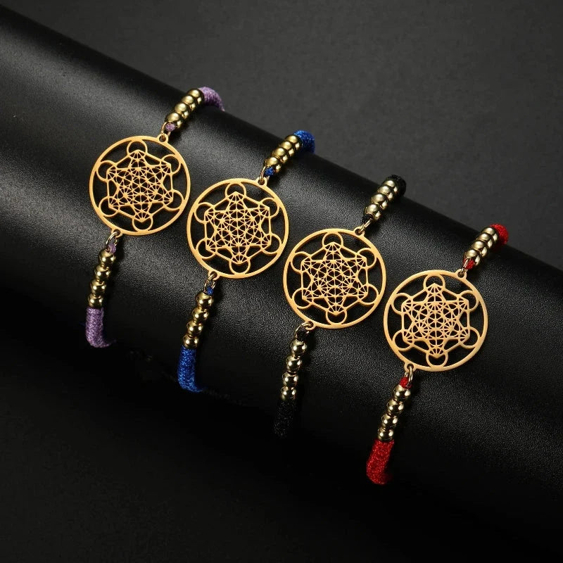 Women's Colorful Metatron's Cube Bracelet in Red