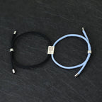 Braided Link Bracelets for Couples "Love" blue and black