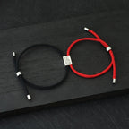 Braided Link Bracelets for Couples "Love" red and black