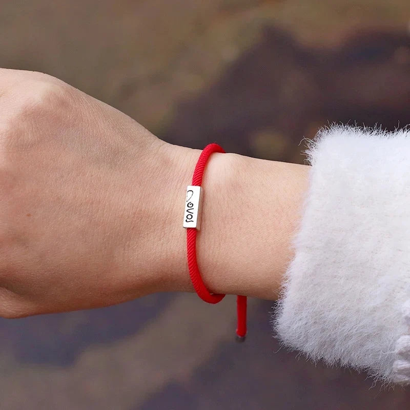 Braided Link Bracelets for Couples "Love" 