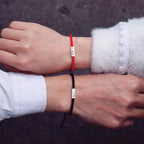 Braided Link Bracelets for Couples "Love" red and black