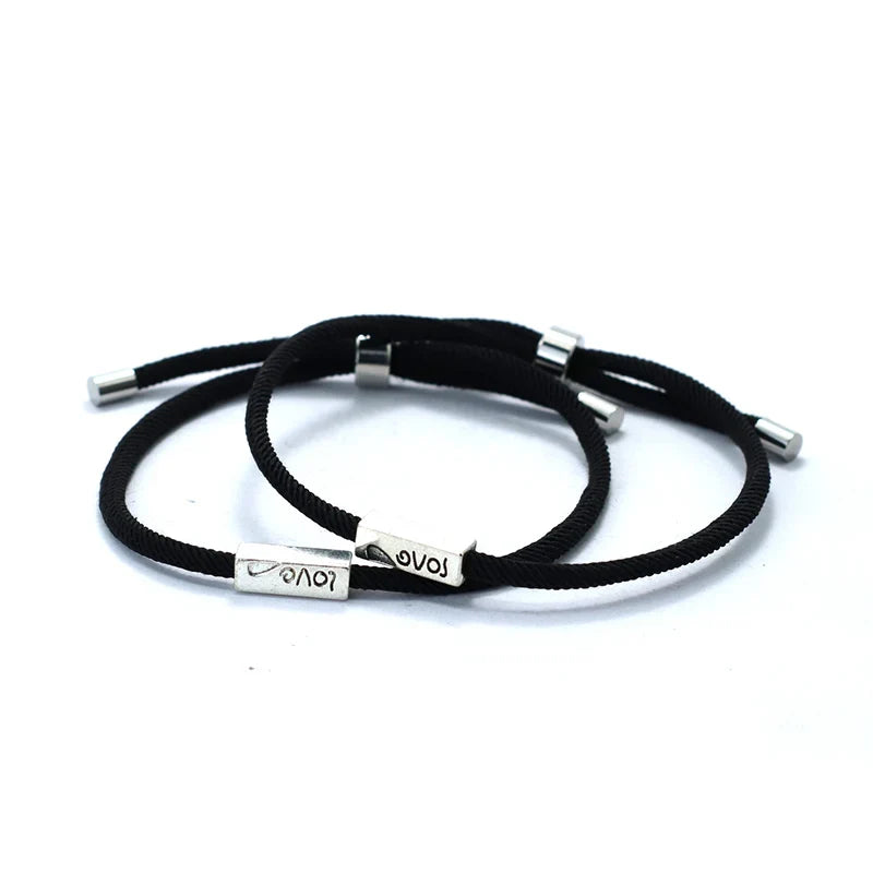 Braided Link Bracelets for Couples "Love" black and black