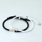 Braided Link Bracelets for Couples "Love" black and white