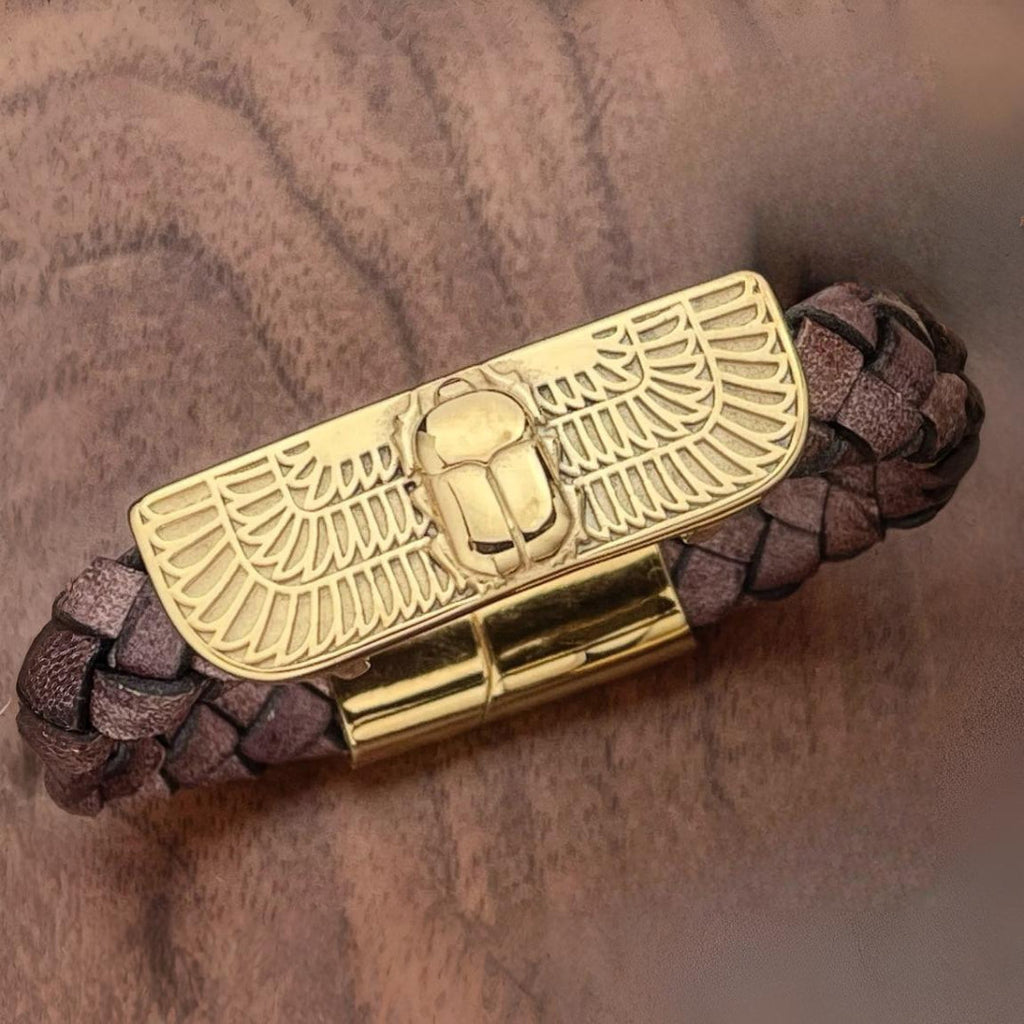 Braided Egyptian Scarab Bracelet for Men