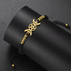 Woven Triple Moon Witchcraft Wiccan Bracelet Chain Black