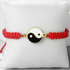 Red and Gold Woven Yin Yang Bracelet