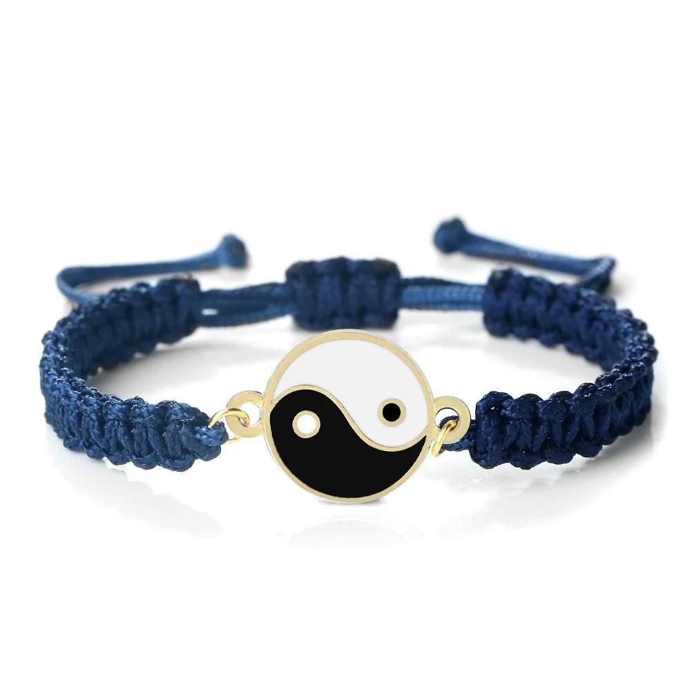 Blue and Gold Woven Yin Yang Bracelet