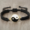Black and Gold Woven Yin Yang Bracelet