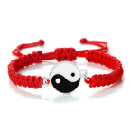 Red and Silver Woven Yin Yang Bracelet