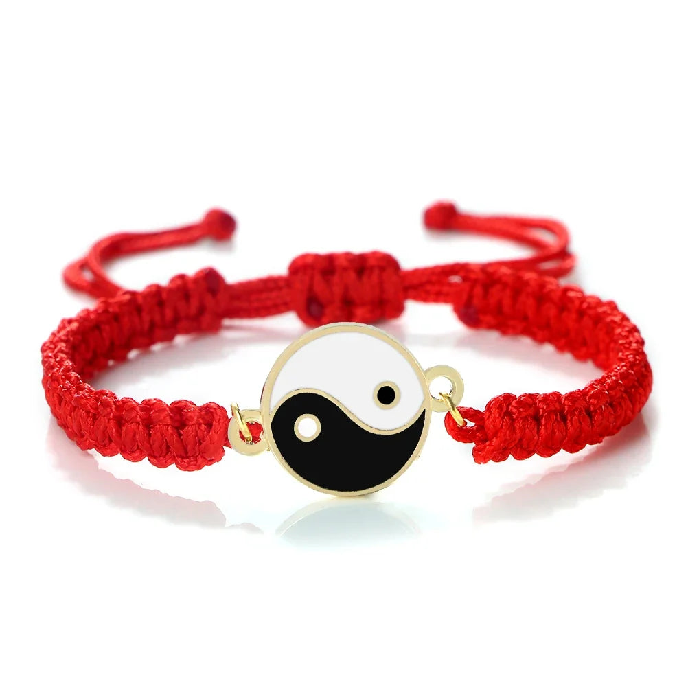 Red and Gold Woven Yin Yang Bracelet