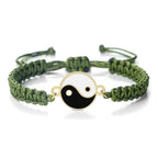 Green and Gold Woven Yin Yang Bracelet