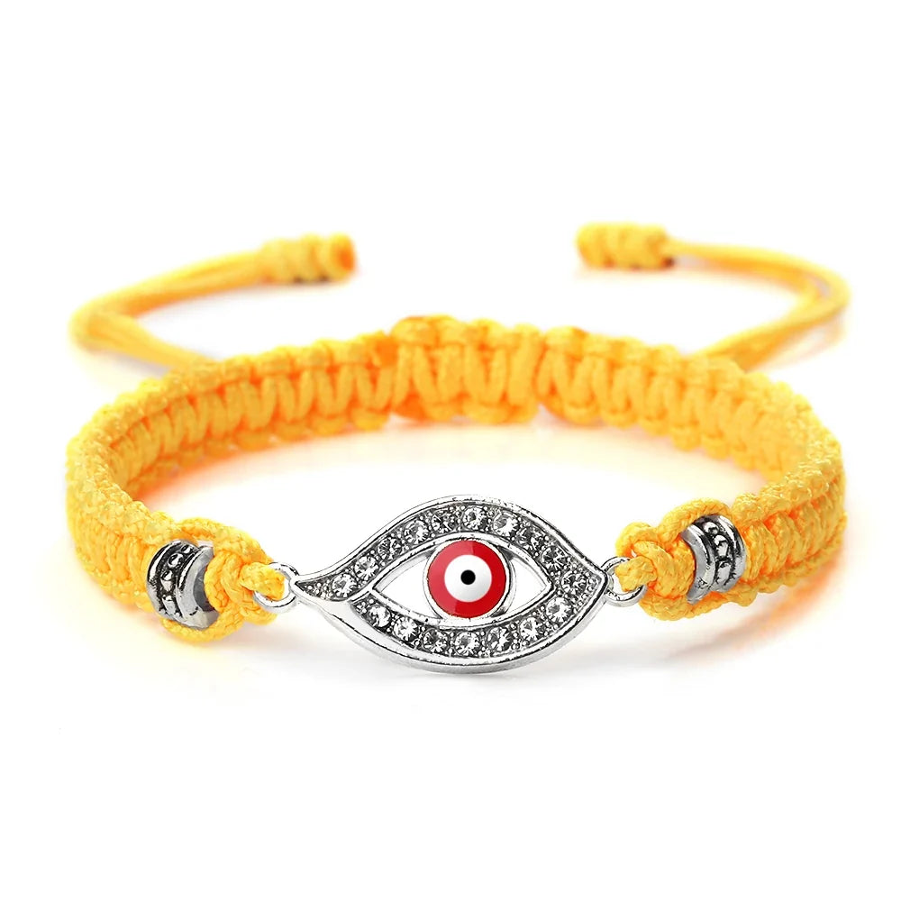 Braided Zircon Turkish Evil Eye Bracelet yellow silver