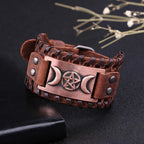 Triple Moon Leather Bracelet Wiccan Sorcery 11