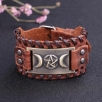 Triple Moon Leather Bracelet Wiccan Sorcery 10