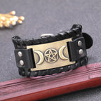 Triple Moon Leather Bracelet Wiccan Sorcery 7