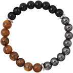 Triple Protection Bracelet with Tiger’s Eye, Tourmaline, and Hematite