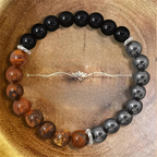 Triple Protection Bracelet with Tiger’s Eye, Tourmaline, and Hematite