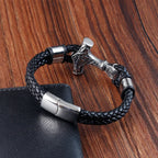 Twisted black anchor bracelet