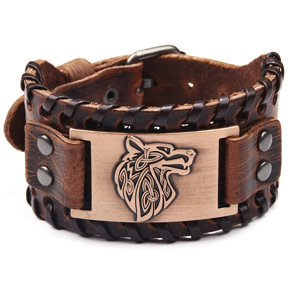 Rose Gold Fenrir Wolf Viking Bracelet