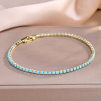Set of 3 Bracelets with Blue Zircon Four-Leaf Clovers