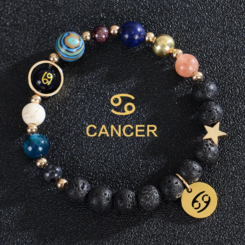 Lava Stone Bracelets, 12 Constellations, Zodiac Astrological Signs, Cancer