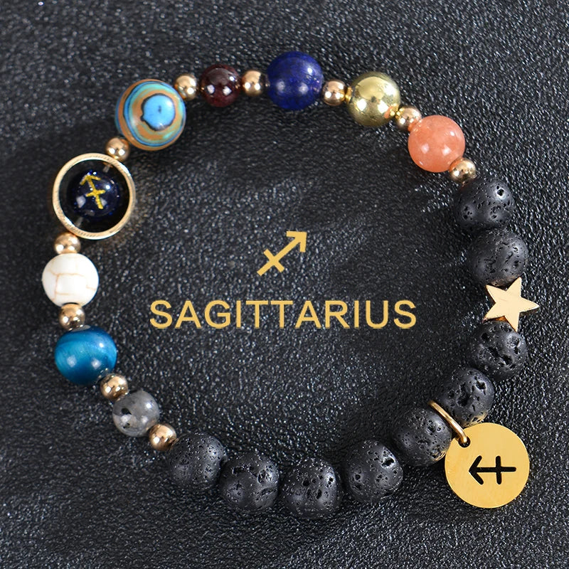 Lava Stone Bracelets, 12 Constellations, Zodiac Astrological Signs, Sagittarius