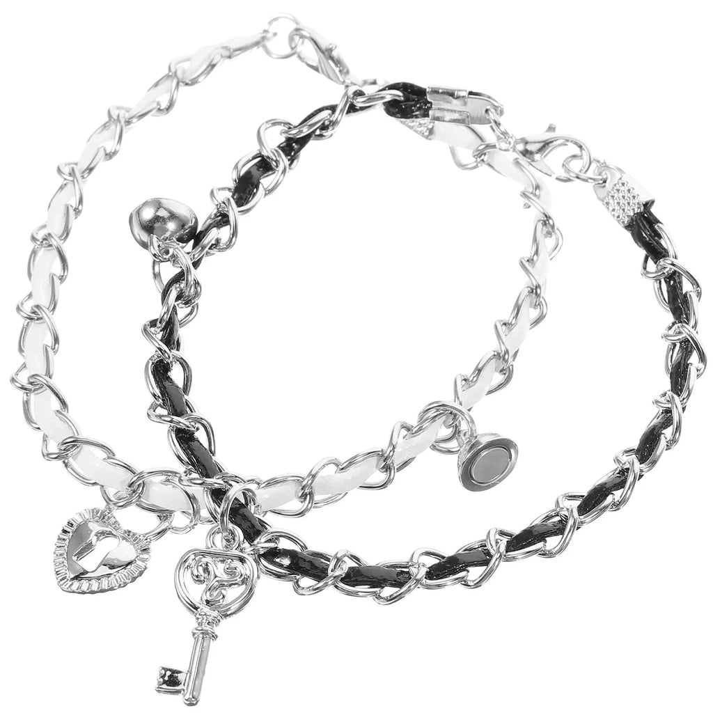 Couple key and padlock bracelets