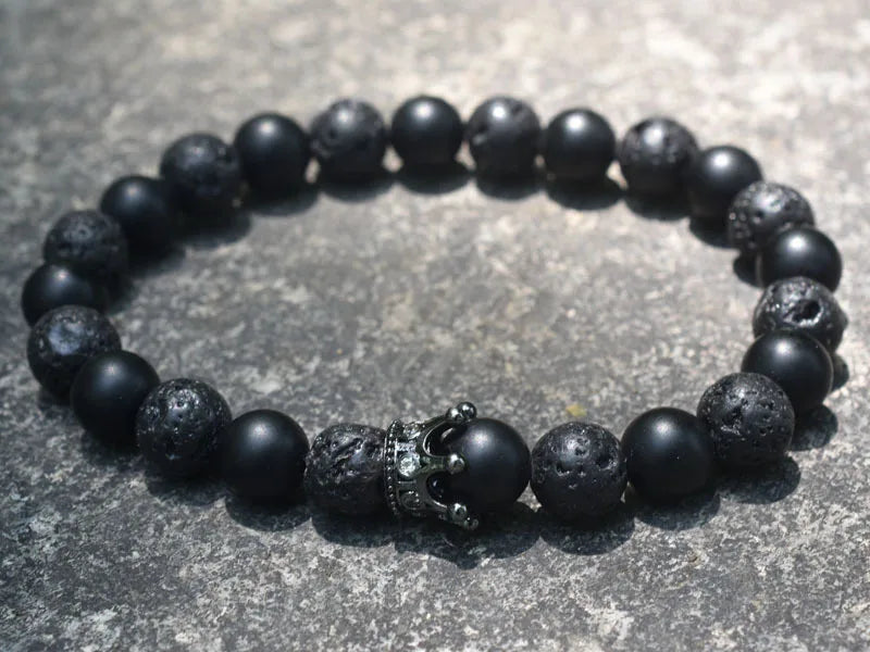 King & Queen Crown Curb Chain Couple Bracelets