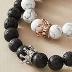 King & Queen Crown Curb Chain Couple Bracelets