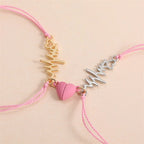 Couple Bracelets Magnetic Curb Link Bracelet Heart and Electrocardiogram 3