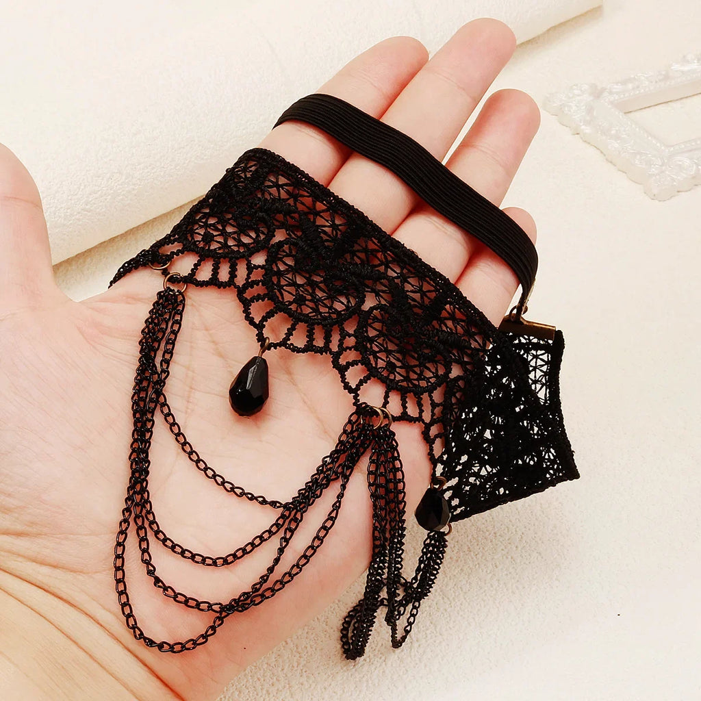 Black lace thigh chain - women’s leg jewelry