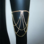 Rhinestone thigh chain - women’s leg jewelry in gold