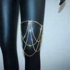 Rhinestone thigh chain - women’s leg jewelry in gold