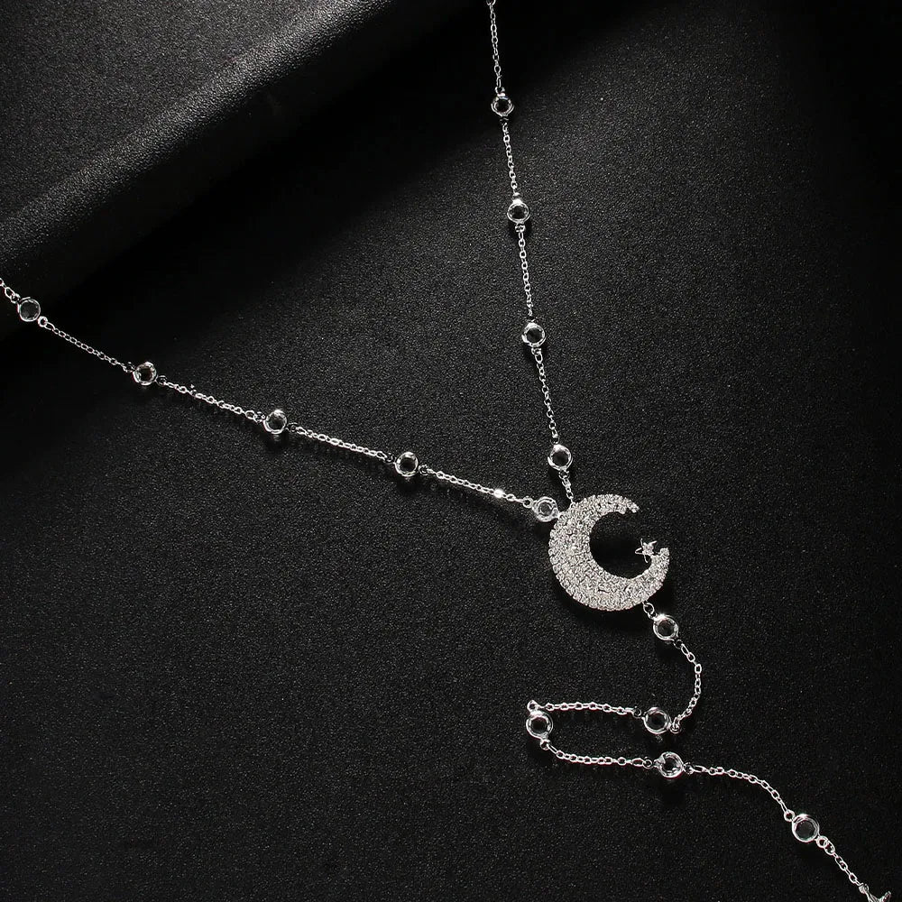 Back Chain Necklace Back Ornament for Women Moon