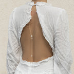 Back Chain Necklace Back Ornament Women’s Pearls Silver