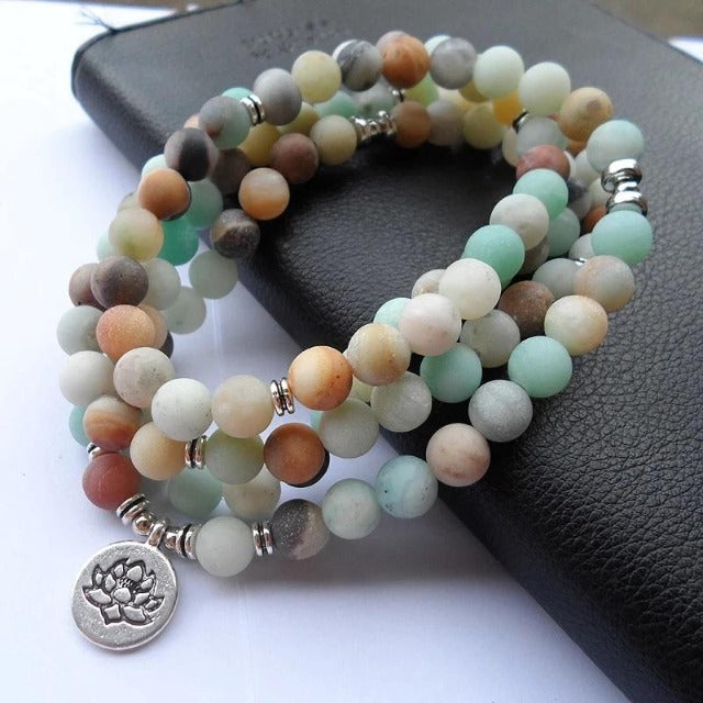 Chinese Buddhist mala beads for men and women, amazonite