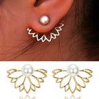 Women's Lotus Flower Stud Earrings in Gold