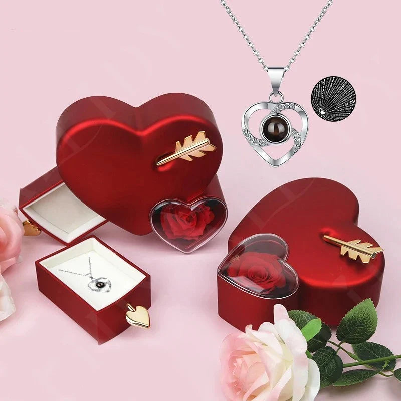Eternal Love Box with Rose and Necklace