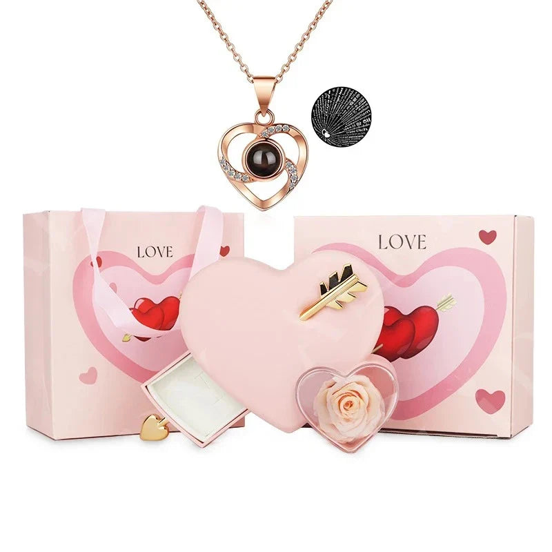 Eternal Love Box with Rose and Necklace