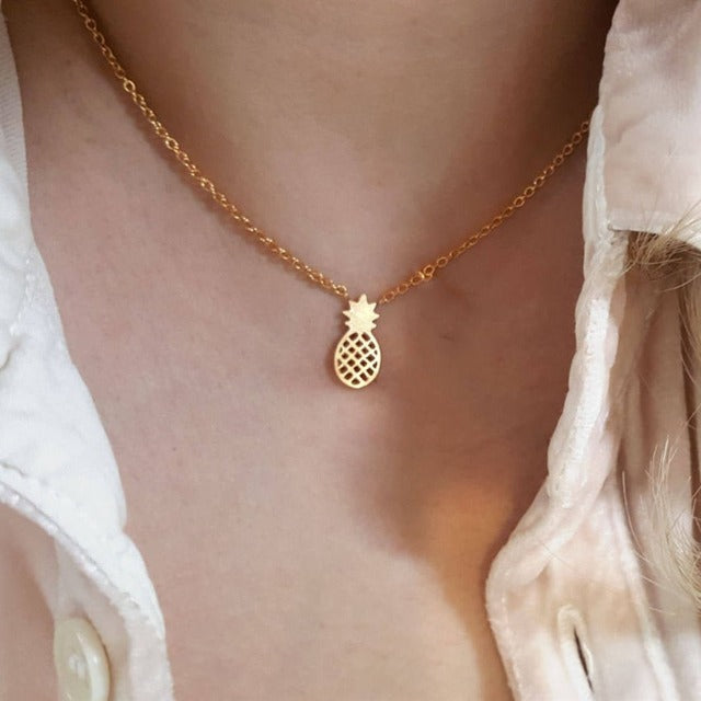 Pineapple Necklace in Gold & Silver for Women gold