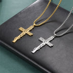 Tree of Life Necklace with Cross Pendant in Gold and Silver