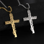 Tree of Life Necklace with Cross Pendant in Gold and Silver