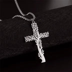 Tree of Life Necklace with Cross Pendant in Silver
