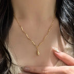 Asymmetrical Necklace with Water Drop Pendant