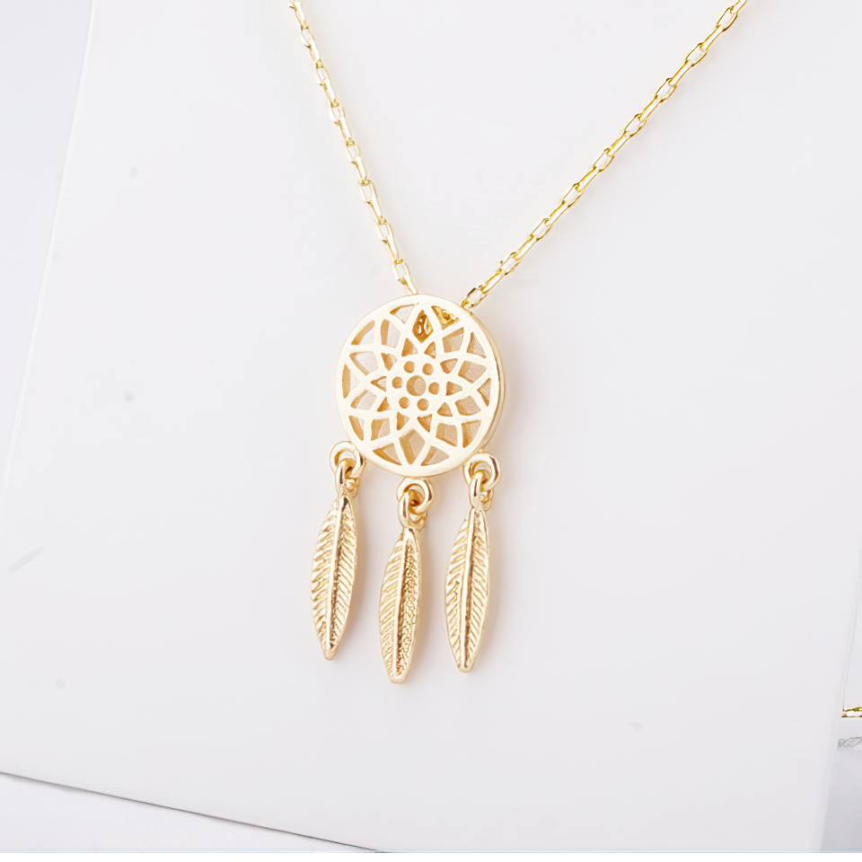 Dreamcatcher Necklace Gold