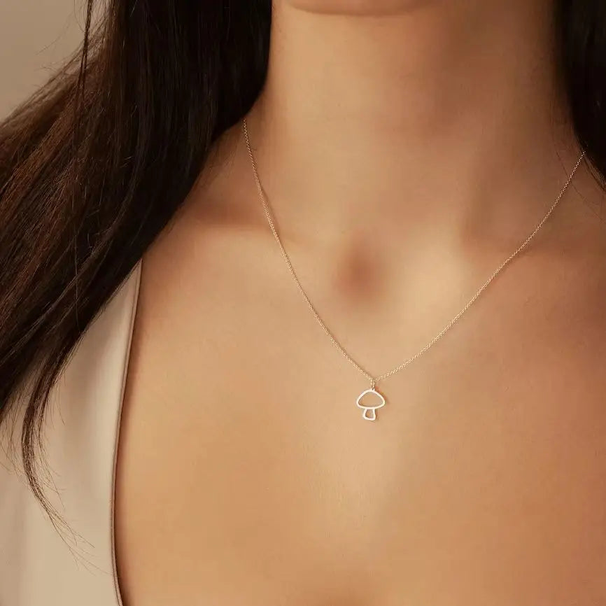Necklace with Fine Mushroom Pendant silver
