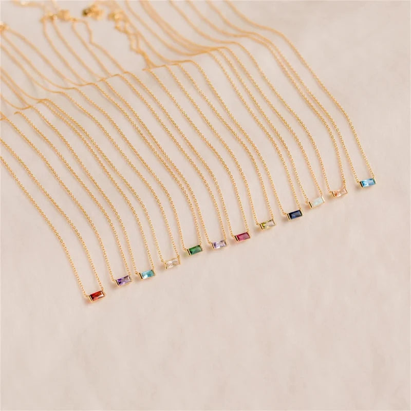 Necklace with Colorful Birthstone Pendant