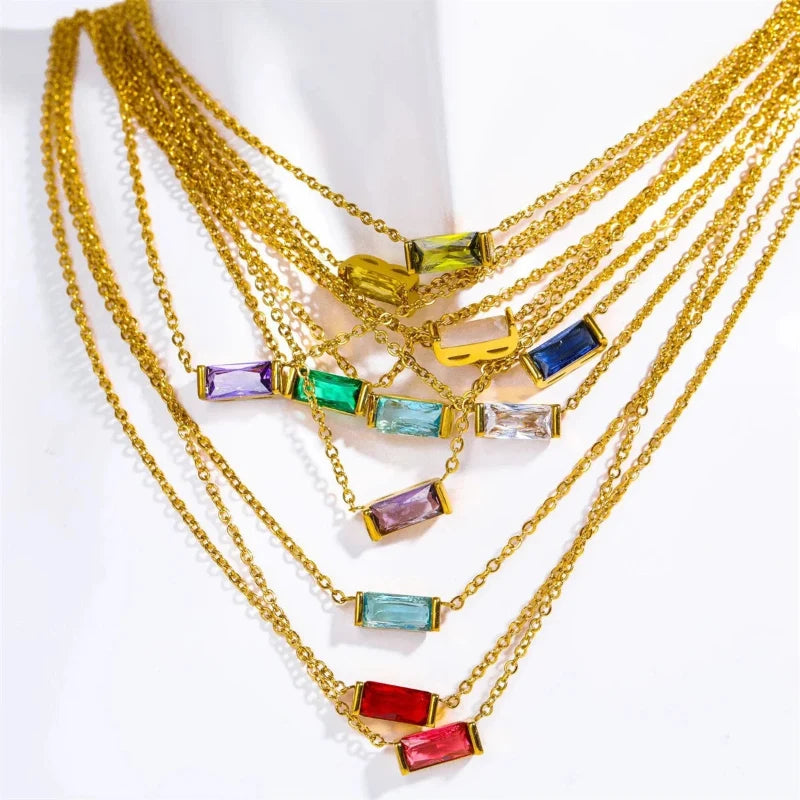 Necklace with Colorful Birthstone Pendant